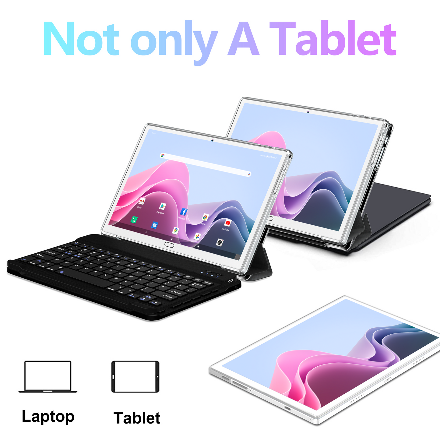 10 inch Android Tablet PC Android 11 Tablet with Keboard Mouse 4gb 64gb Arm Octa Core Dual Sim Card Slots Gps Wifi Bluetooth