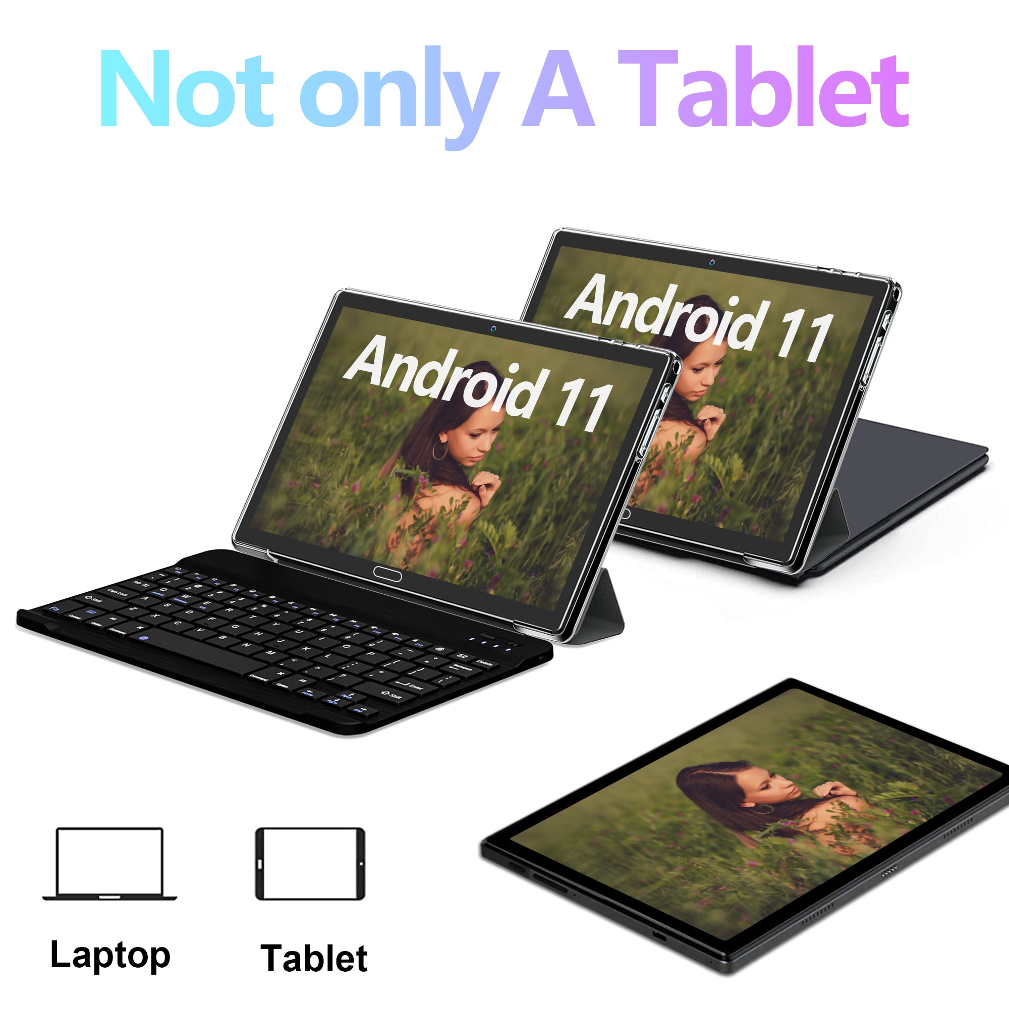 Tablet 10 Inch Android 11 Tablets, 2 in 1 Tablet PC with 4+64 