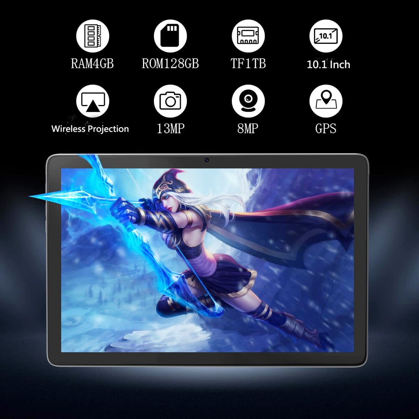 Tablet 10.1 inch Android 11 Tablet Octa-Core with 64GB Storage, Dual 13MP+5MP Camera, WiFi, Bluetooth, GPS