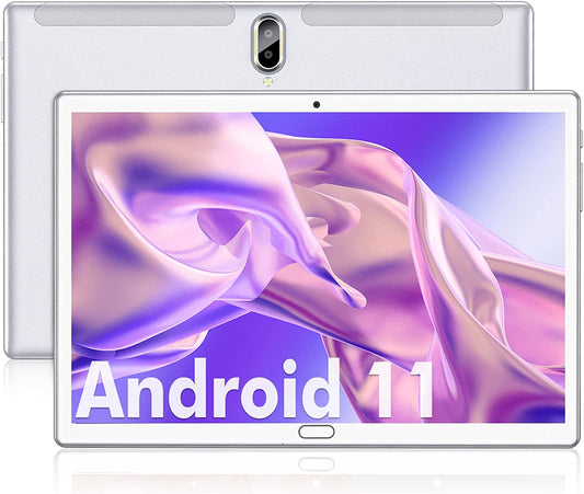 Tablet 10.1 inch Android 11.0 Tablet, 64GB ROM + 4GB RAM Octa-Core Processor 4G Phone Call Tablet, 1080P FHD IPS, 13MP Camera, 128GB Expand Support, Dual SIM Slot | WiFi | GPS | Bluetooth (Silver)